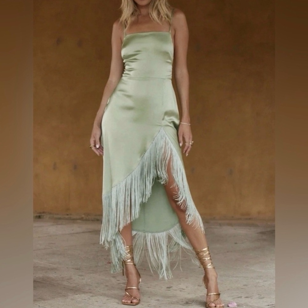 Satin Fringe Dress